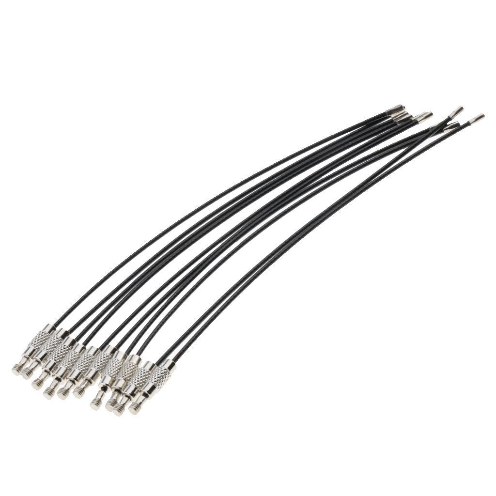 30Pcs Cable Wire Loop Luggage Tag Loops Stainless Steel Wire Straps Black