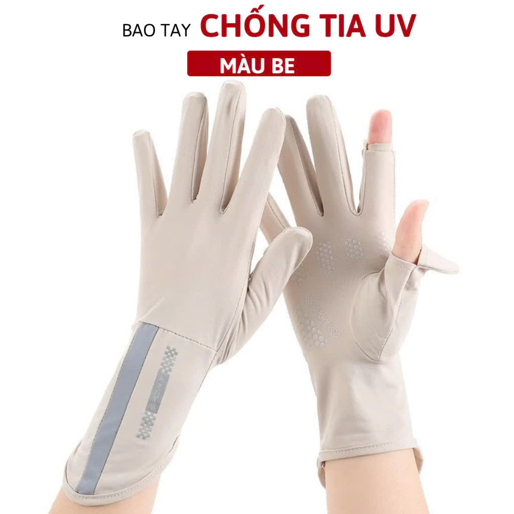 Găng Tay Hở 2 Ngón Unisex Chống Nắng, Có Thể Sử Dụng Cảm Ứng Điện Thoại UV UPF50+ MÀU GHI ĐẬM