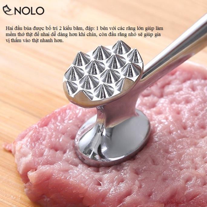 Bộ Dụng Cụ Nhà Bếp Búa Đập Làm Mềm Thịt 2 Đầu Chất Liệu Inox 304 Chống Gỉ Cán Cầm Bằng Nhựa Chắc Chắn