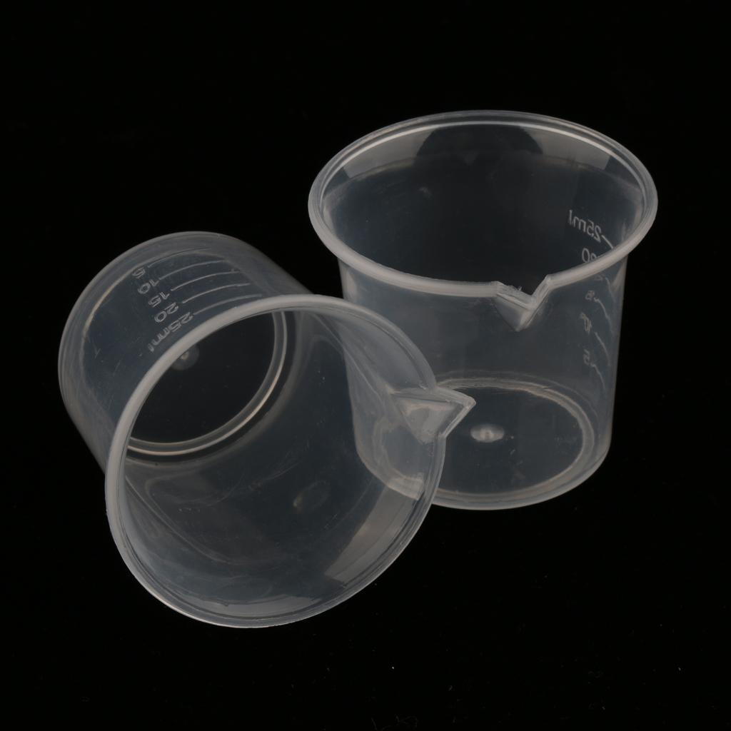 10 Pieces Lab 25ml Plastic Graduated Measuring Beaker Liquid Cup Container