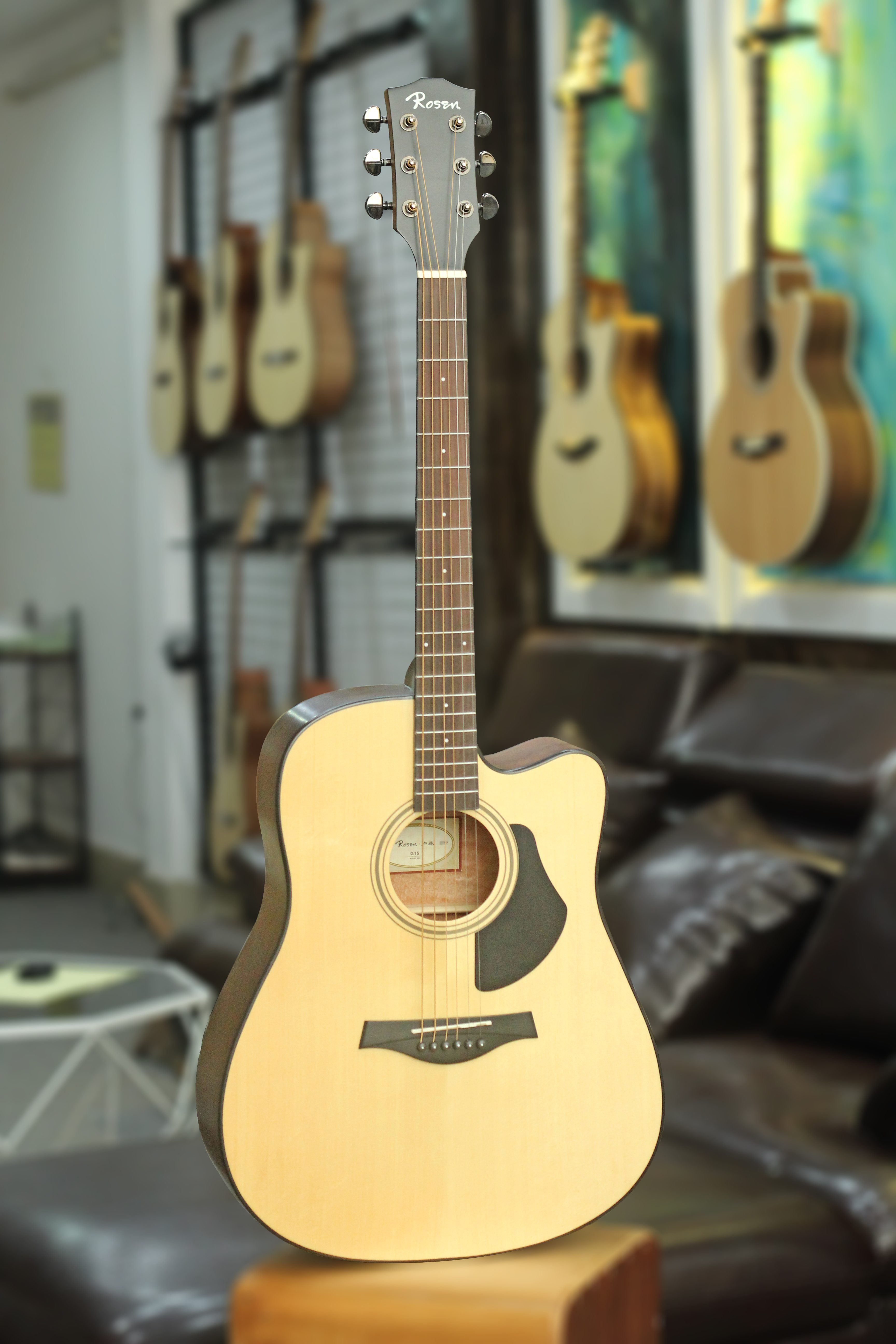 Đàn Guitar Acoustic Rosen Vàng G15 (Solid Top) - Màu Vàng, Size 41 , Âm Thanh Tốt