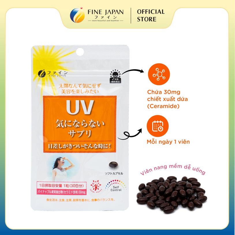 Viên Uống Chống Nắng Fine Japan Uv Care Plus Hạn Chế Lão Hóa Da, Giúp Da Sáng Mịn 30 Viên