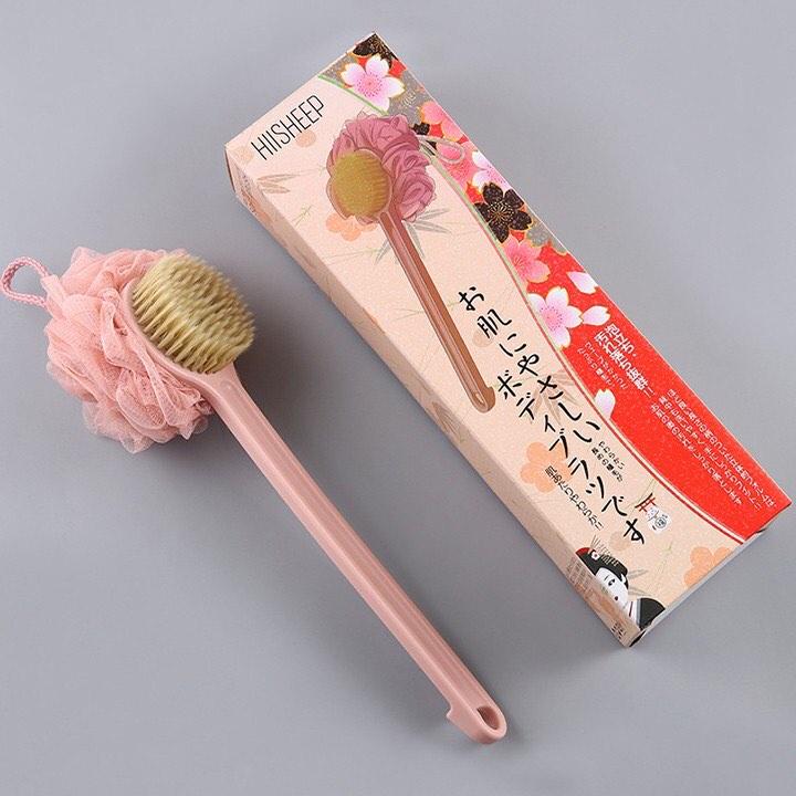 BÀN CHẢI CỌ LƯNG KÈM BÔNG TẮM XUẤT NHẬT ĐA NĂNG 2 ĐẦU KỲ CHÀ MASSAGE KHÔNG LÀM TỔN THƯƠNG DA