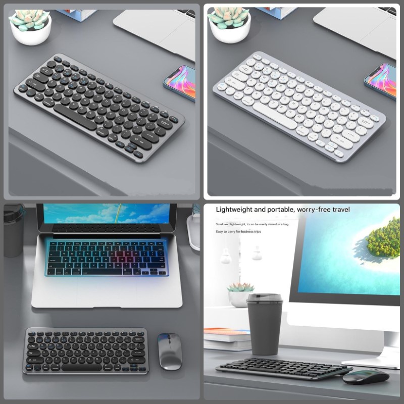 Bàn phím chuột không dây mini W909 - pin sạc - Bluetooth 5.0 + Usb2.4G cho PC Laptop Srmartphone hàng nhập khẩu