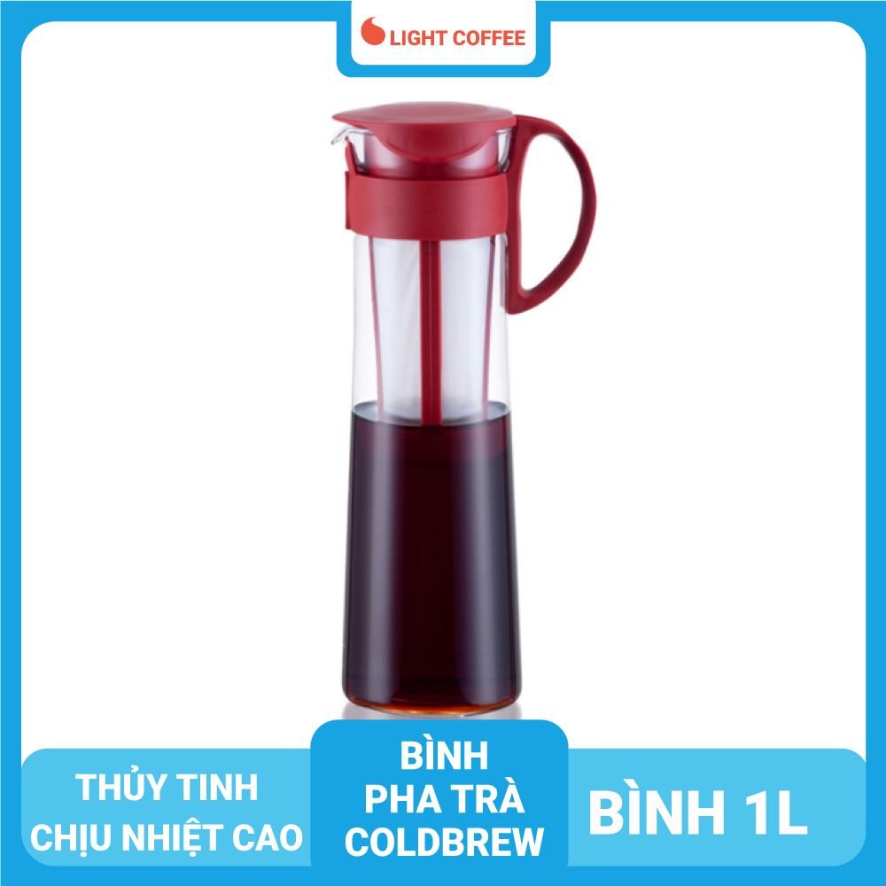 Bình thủy tinh chịu nhiệt cao cấp pha trà, cà phê Cold Brew Hario (1 Lít) - Light Coffee