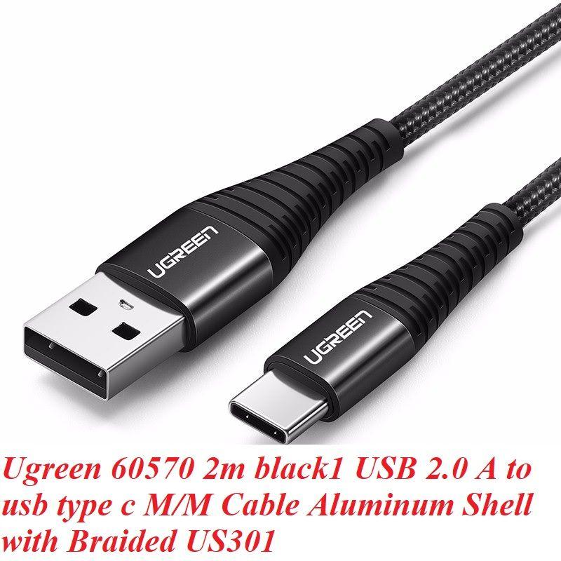 Ugreen UG60570US301TK 2m QC4.0 3A cáp USB A ra Type C dây dù siêu bền đầu nhôm chống gãy - HÀNG CHÍNH HÃNG