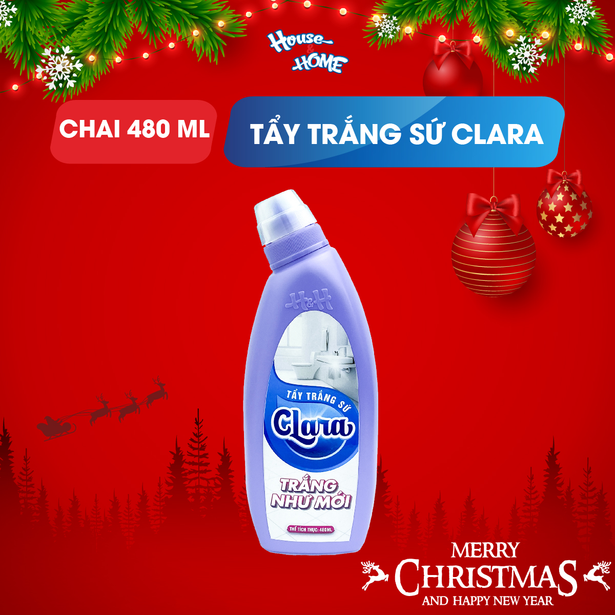 Nước Tẩy làm trắng đồ dùng bằng sứ Clara chai 480ml