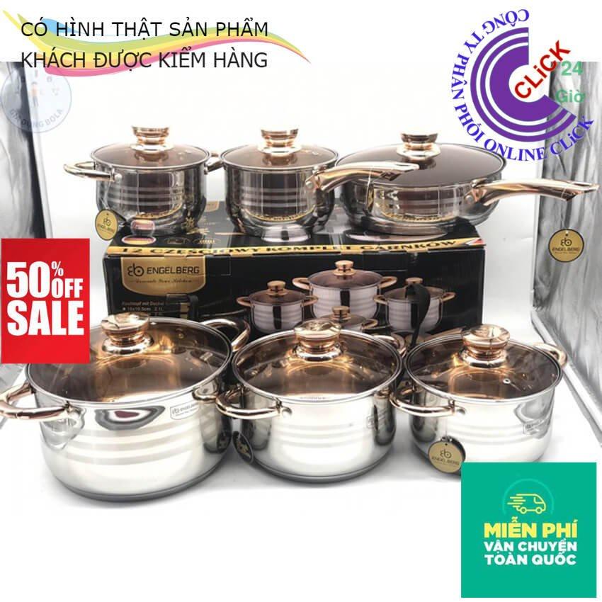 Bộ Nồi Đức 6 Món ENGELBERG Bảo Hành 5 Năm - Hàng Cao Cấp Sang Trọng