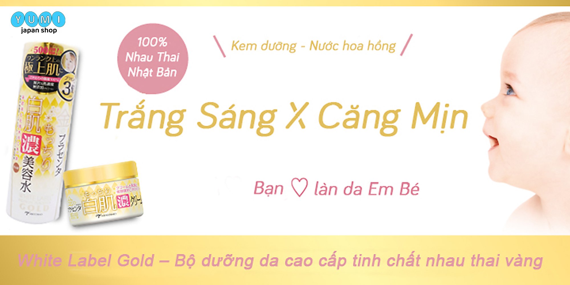 [DƯỠNG TRẮNG TOÀN DIỆN] Combo Bộ Sản Phẩm Dưỡng Da Cao Cấp Nhau Thai Nhật Bản MICCOSMO White Label Gold (Nước Hoa Hồng 180ml + Kem Dưỡng 60g - CB07)