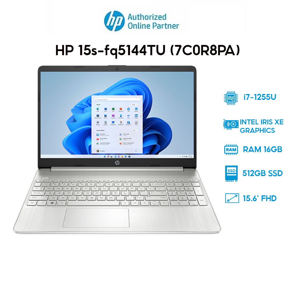Laptop HP 15s-fq5144TU 7C0R8PA i7-1255U | 16GB | 512GB | 15.6' FHD | Win 11 Hàng chính hãng