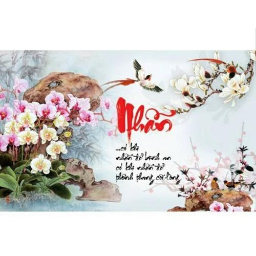 Tranh thêu thư pháp chữ nhẫn LV3336 - kích thước: 63 * 43cm.