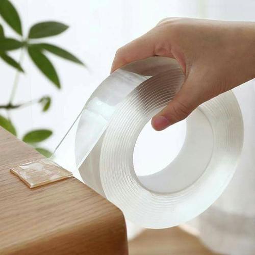 Băng keo nano 2 mặt siêu dính trong suốt dày 2mm, chất liệu acrylic dán mọi vật dụng