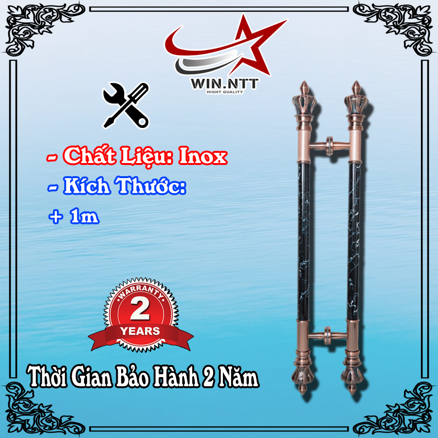 Tay Nắm Cửa Kính Cường Lực, Cửa Nhôm - Tay Đồng Đỏ Đầu Mũ Thân Đá