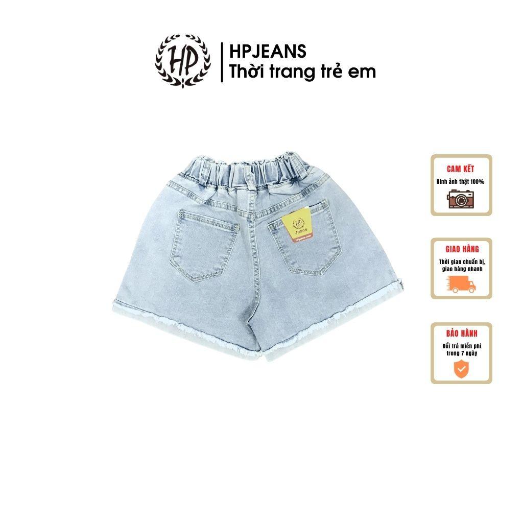 Quần Bò Bé Gái HPJEANSSD526 Hậu Bùi Quần Short Jean Bé Gái Cạp Chun HPjeans Cao Cấp Cho Bé Từ 7 Đến 10 Tuổi