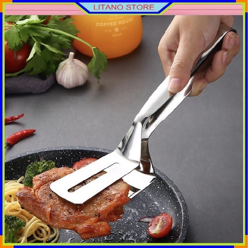 Dụng Cụ Kẹp Gắp Thức Ăn Nóng Và Lật Đồ Chiên Rán Đa Năng Chất Liệu Inox - Amina
