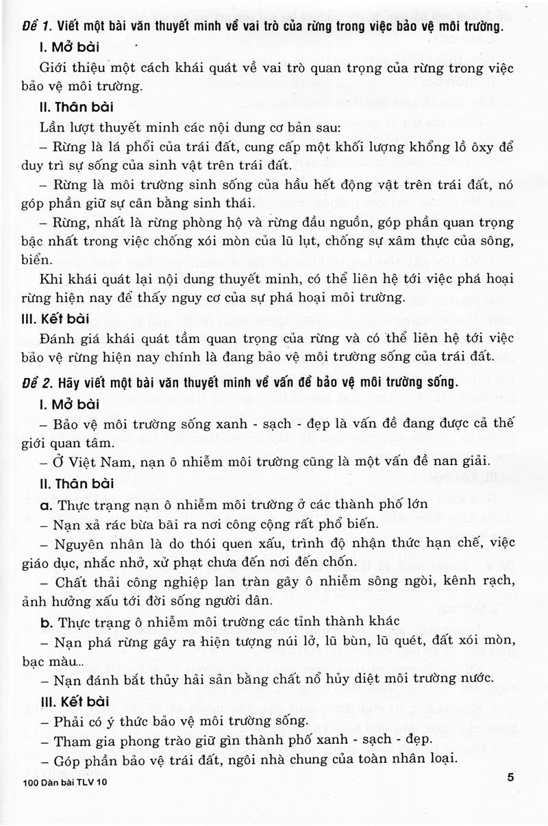 100 Dàn Bài Chi Tiết Làm Văn Lớp 10
