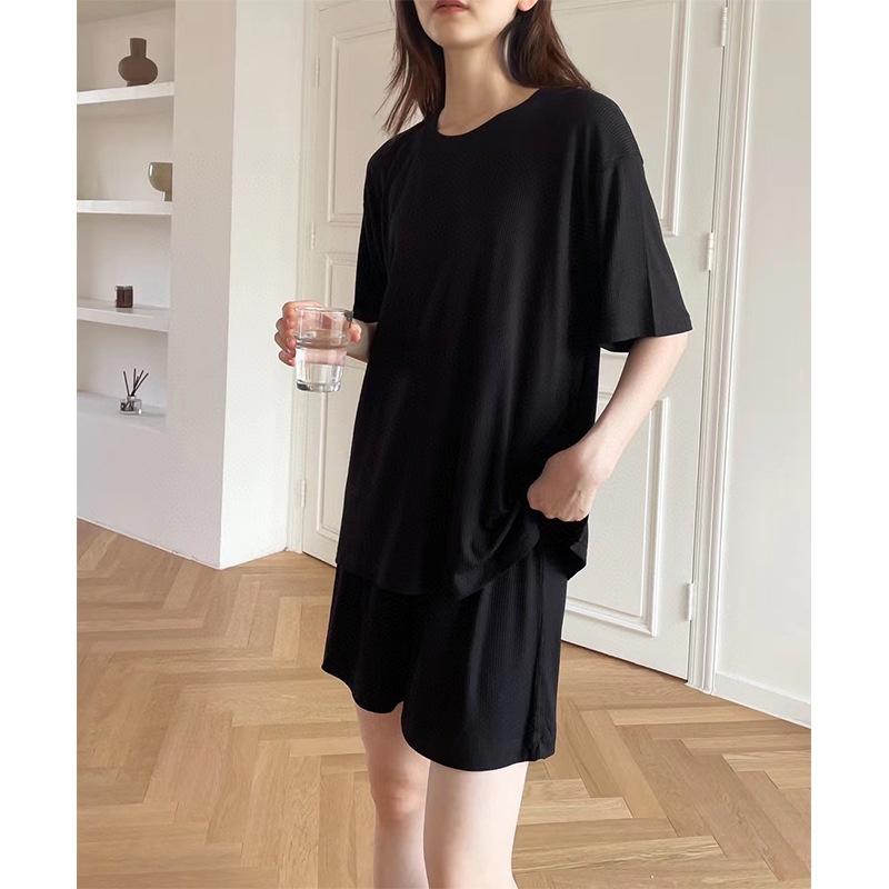 Bộ Thun Trơn Cộc Tay Dáng Rộng Set Áo Phông Nữ Quần Short 3 Màu