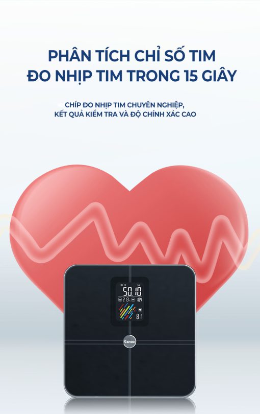 Cân điện tử sức khỏe thông minh Rapido RSB05–BS kết nối bluetooth, đo 21 chỉ số, bảo hành 12 tháng