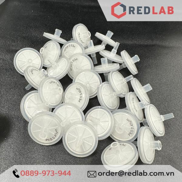 100 Đầu lọc Syringe PES đường kính 25mm, lỗ lọc 0.22µm và 0.45µm không tiệt trùng Finetech PES030N022I và PES030N045I