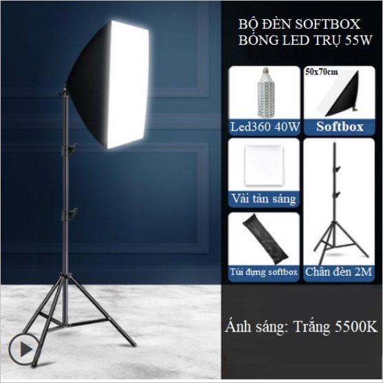 Đèn Chụp Ảnh Sản Phẩm Softbox Led360 20W40W60W Nhiệt Màu 5500K, Thiết Bị Quay Phim Chụp Ảnh Studio Hàng Chính Hãng - Sáng Trắng 40W