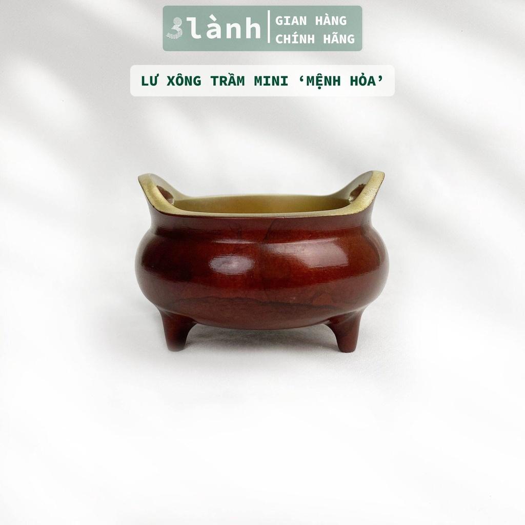 Lư Xông Nhang Trầm Hương Đồng Đúc Loại Mini 4cm 3 Lành Màu Phong Thủy Trang Trí Nhà Bàn Thờ Dâng Hương Thư Giãn