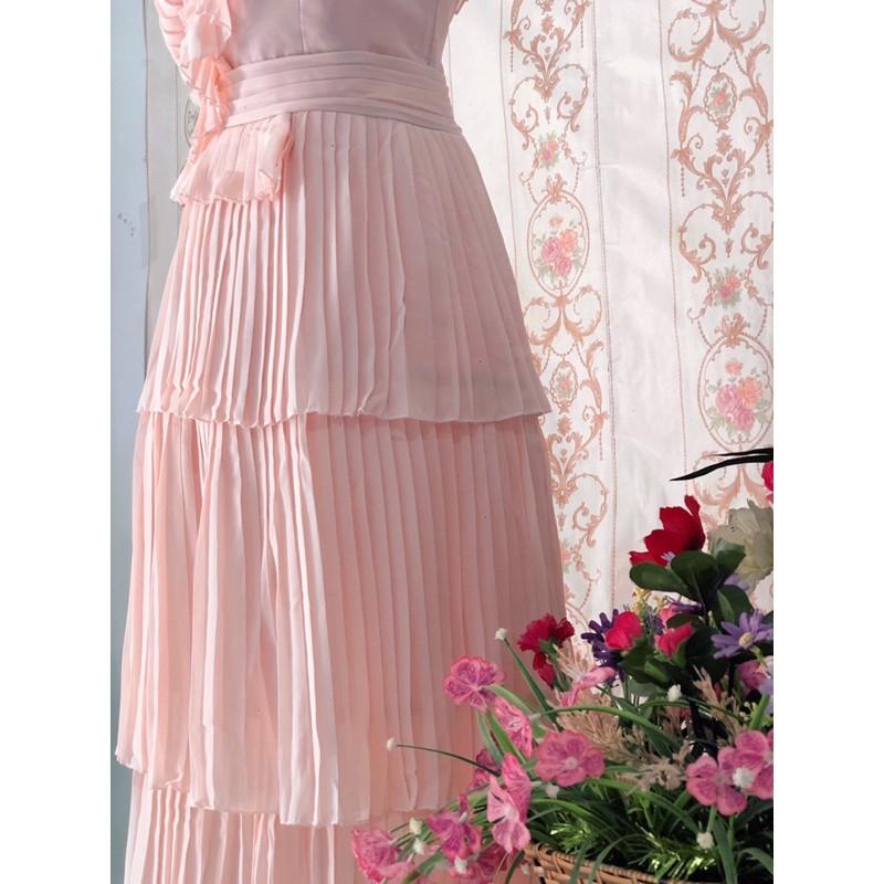 ĐẦM HỒNG XẾP LY TRANG NHÃ DVC
