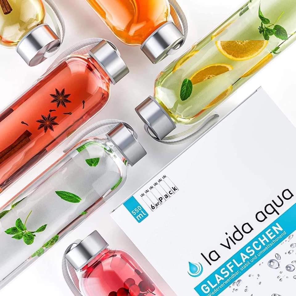 Bình nước thủy tinh 500ml có dây treo