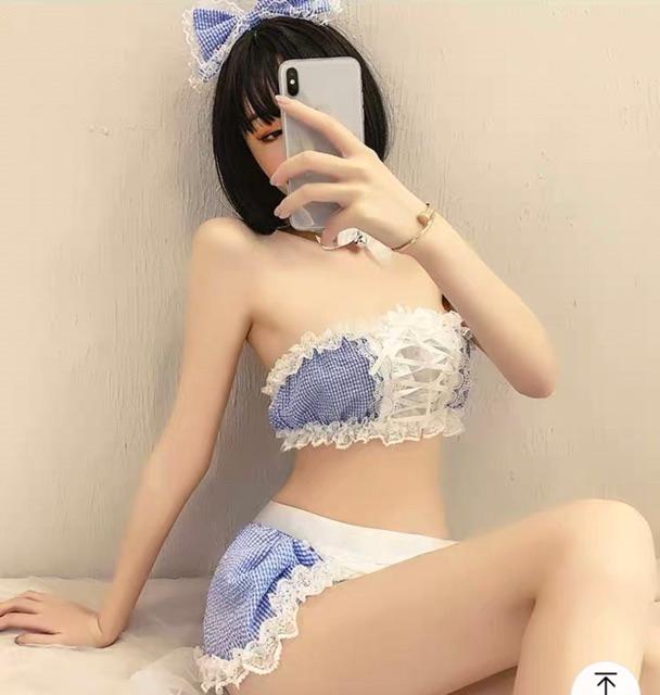 ( Hàng có sẵn ) Set váy ngủ cosplay hầu gái sexy