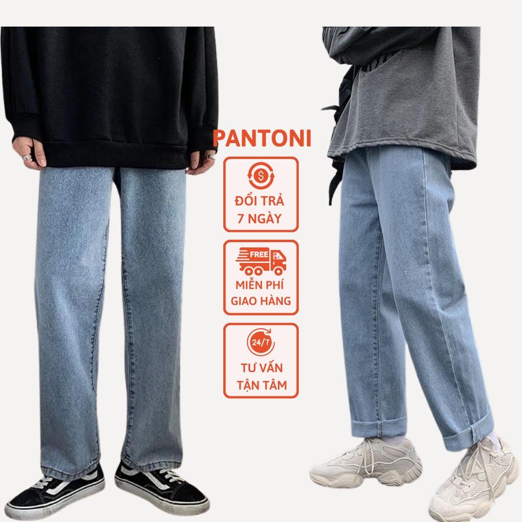 Quần jean nam baggy Pantoni ống suông rộng, quần baggy jeans phong cách Hàn Quốc