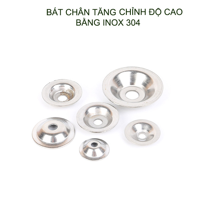 Bộ 02 bát cho chân tăng chỉnh độ cao bằng inox 304, loại lỗ M10, D40-60-80mm tùy chọn