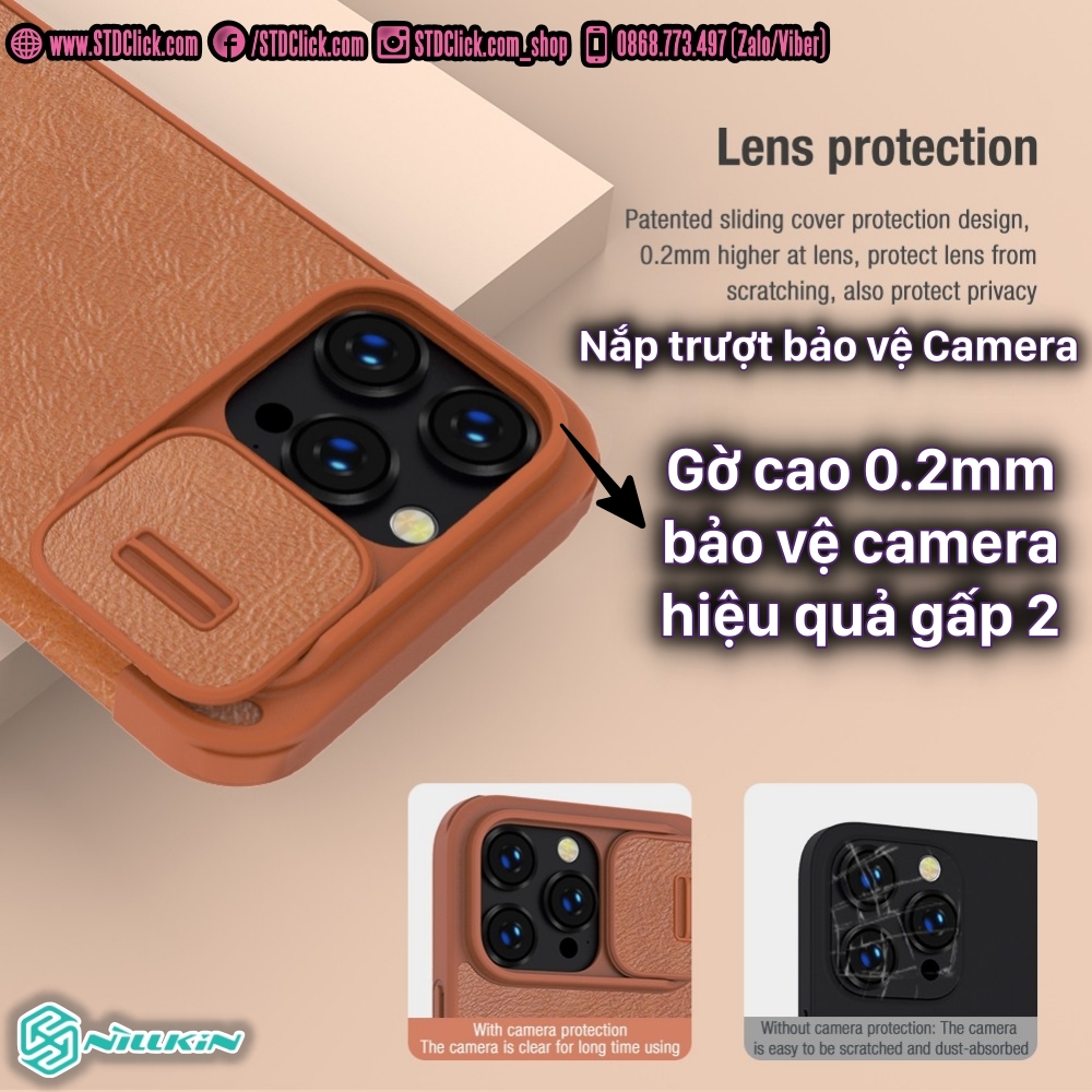 BAO DA DÀNH CHO ĐIỆN THOẠI IPHONE 14 PRO MAX NILLKIN QIN BẢO VỆ CAMERA