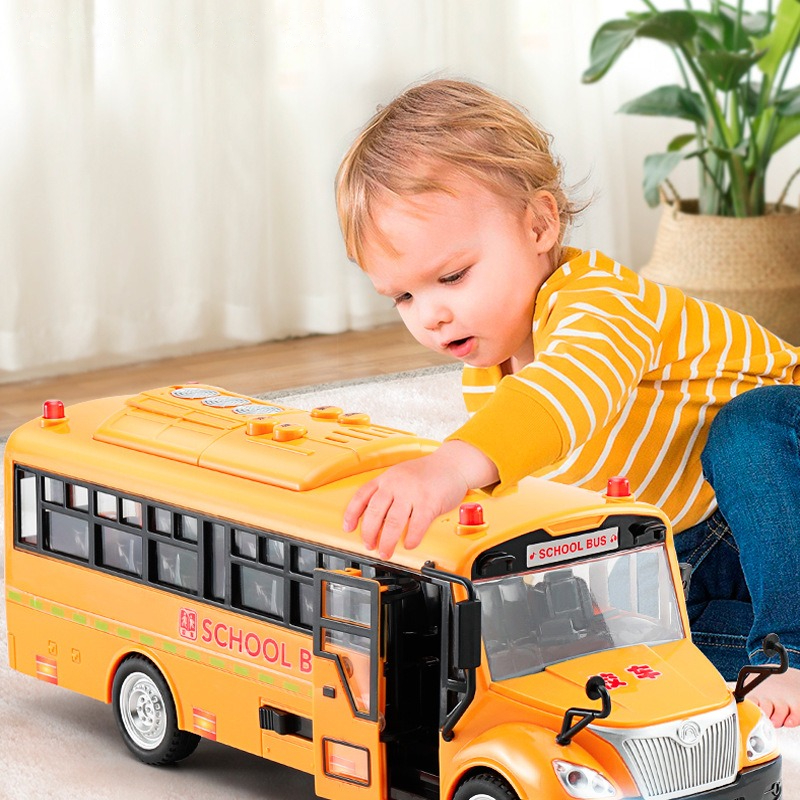 Đồ Chơi Ô Tô Xe Buýt School Bus Cho Trẻ Em Mở Các Cửa, Có Đèn, Âm Thanh