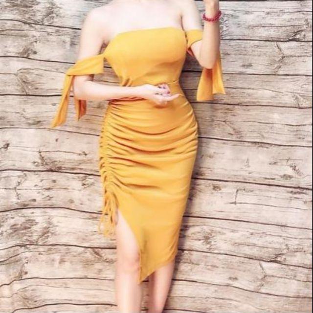 Đầm bẹt vai rút nhúng sexy