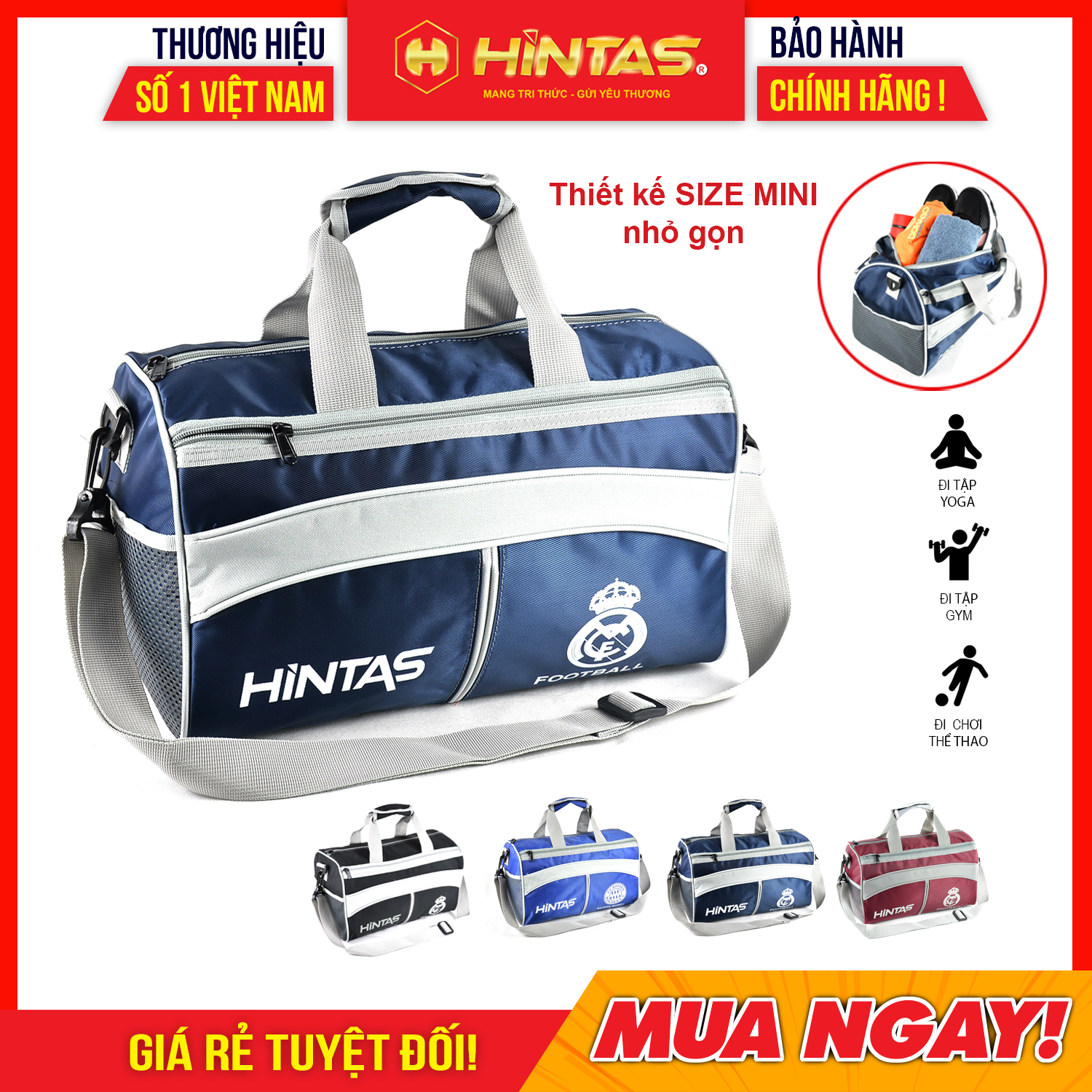 Túi Trống Thể Thao HINTAS TT04 , Size mini dành cho dân tập GYM, YOGA, ĐÁ BANH,...