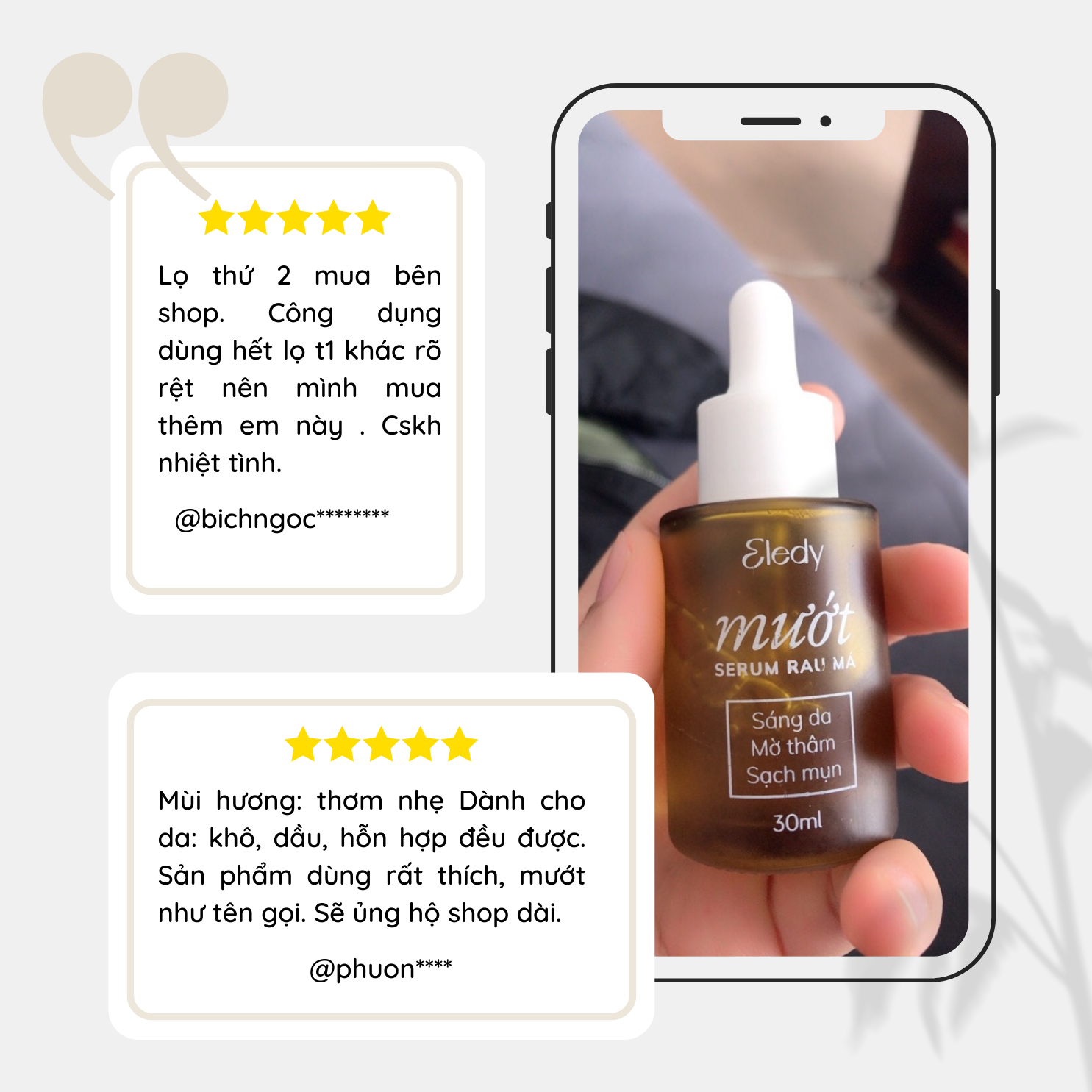 Serum rau má ELEDY 5ml giảm mụn, sáng da mờ thâm, ngăn ngừa sẹo lõm