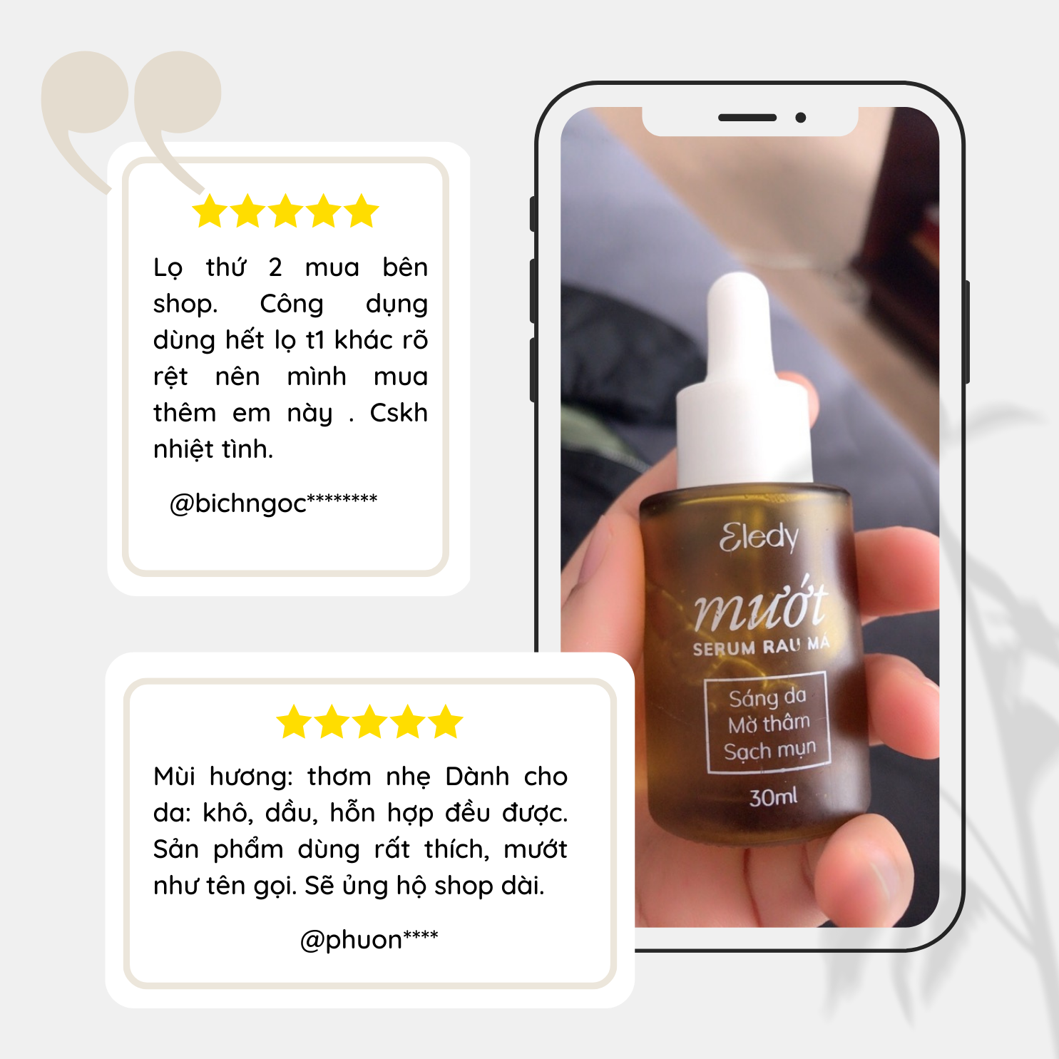Serum rau má ELEDY 30ml giảm mụn, sáng da mờ thâm, ngăn ngừa sẹo lõm