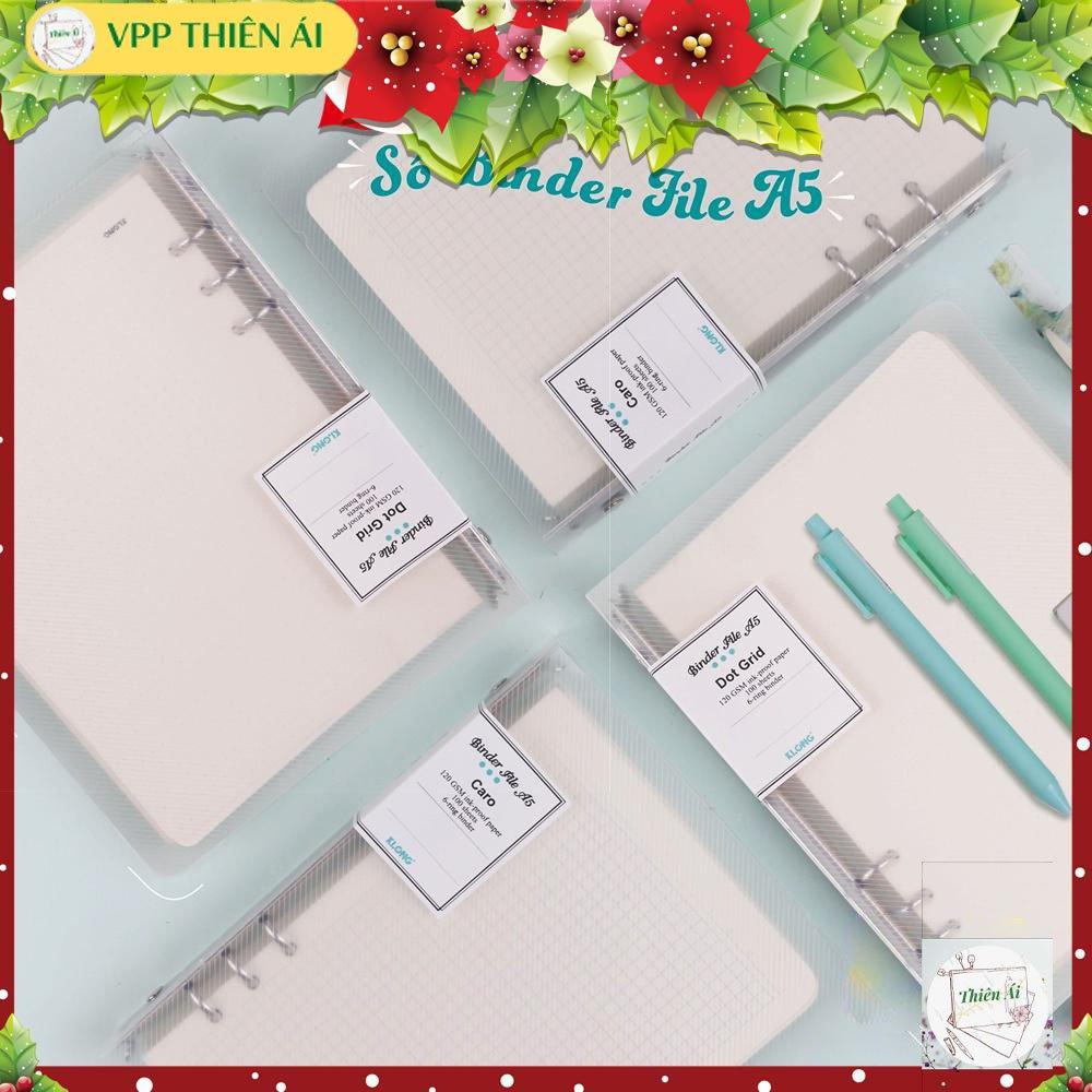 Sổ còng sắt A5 caro 200tr Klong bìa trắng trong - VPP Thiên Ái