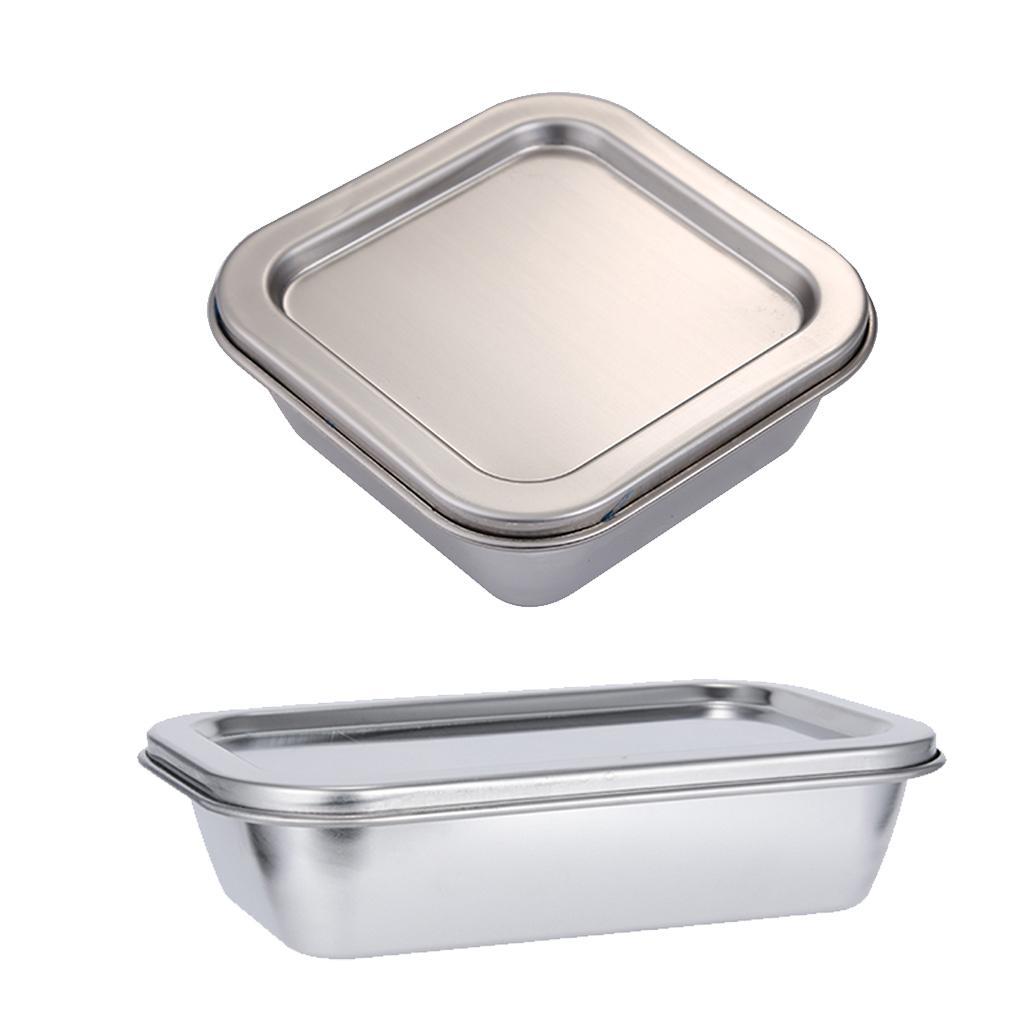 3X Stainless Steel Kitchen Food Crisper Containers Fresh Storage Box Rectangle