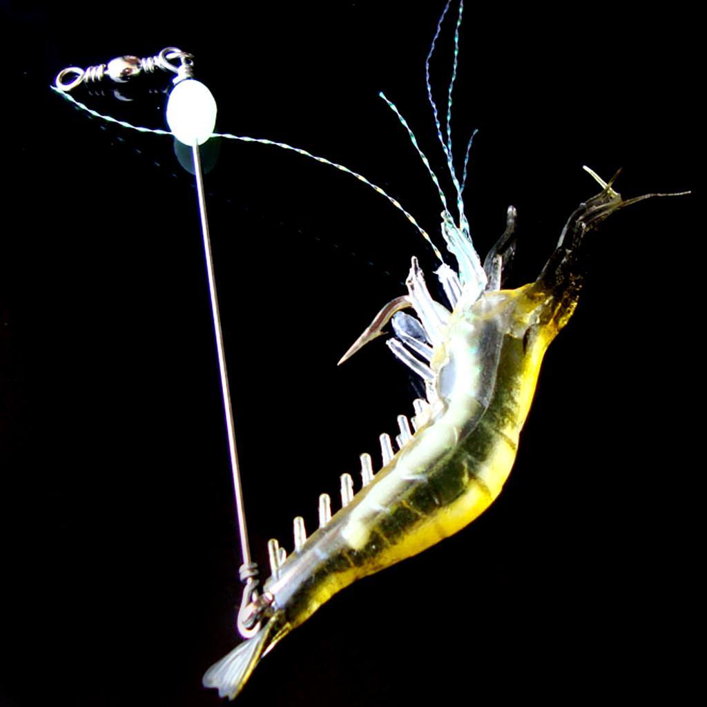 5Pc Shrimp Bait Set Fishing Lures Kit Soft Lures Plastic Luminous Fishing Bait with Hooks Bead Swivels Bass Fishing Tackles