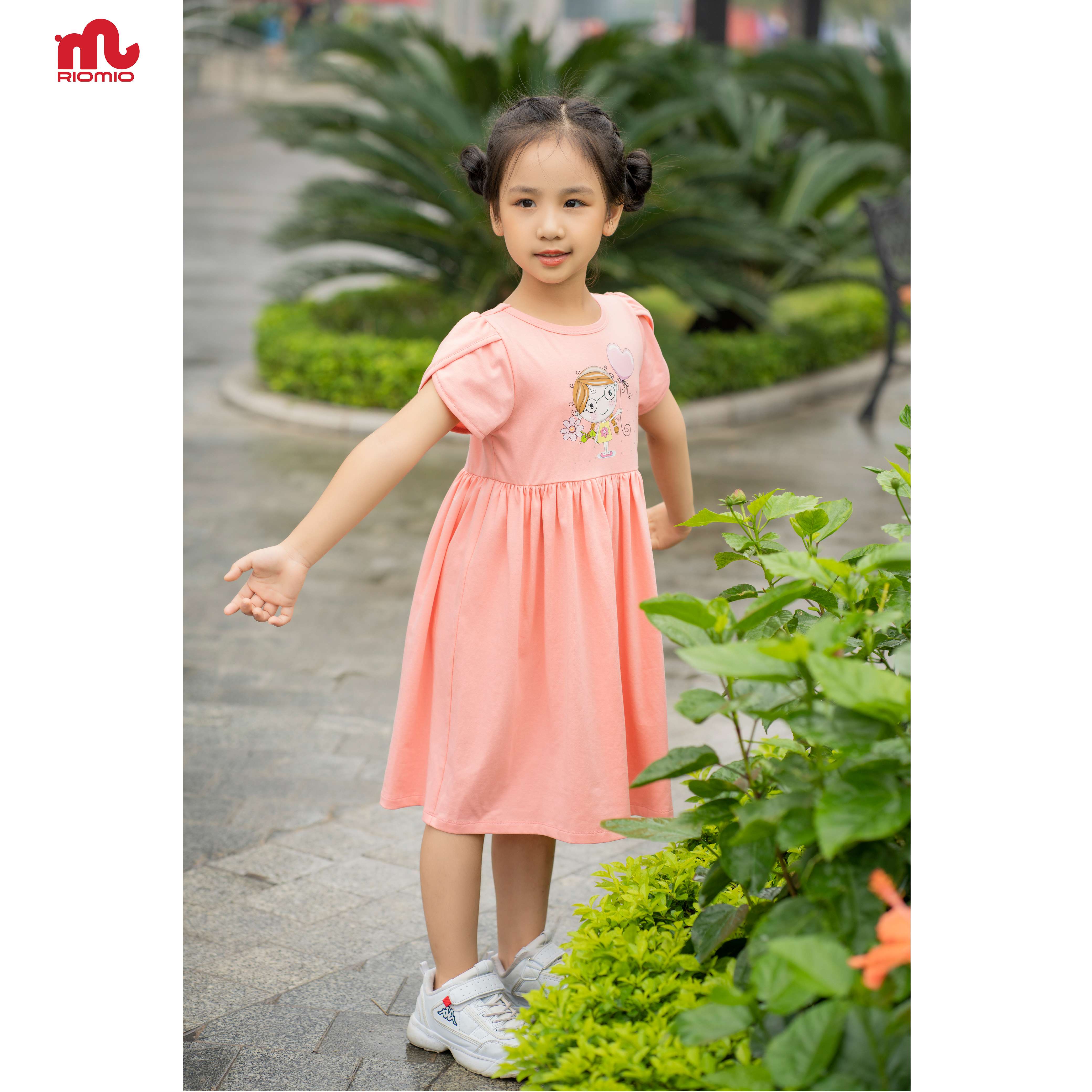 RV391 Váy cotton tay áo xếp lá in hình Letitia Riomio size 2-8 tuổi (13-30 kg) - RV391