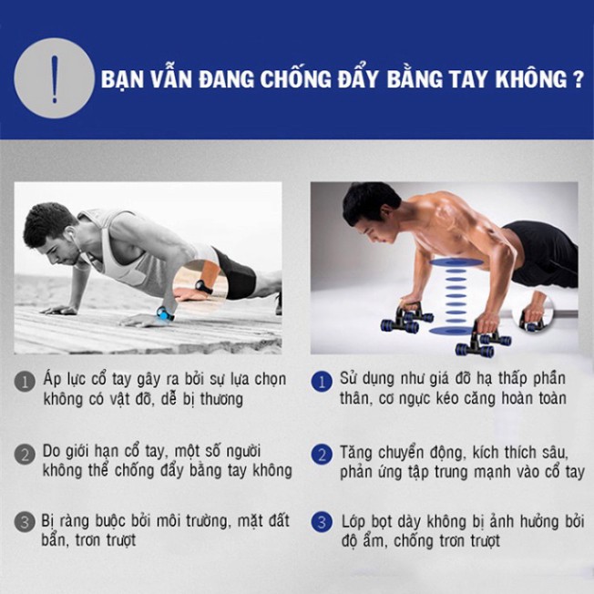 Dụng cụ hít đất chống đẩy chữ U tập Gym chịu lực tốt hỗ trợ các bài tập cơ ngực hiệu quả cao