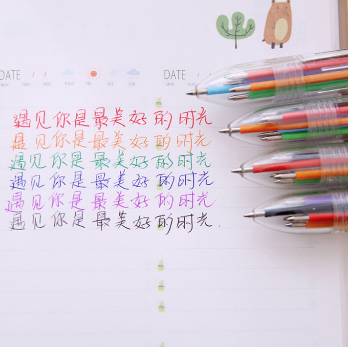 Bút Bi Viết Học Sinh SM06 - Bút Bi Ghi Chú 6 Màu Mực Trong Suốt Độc Đáo