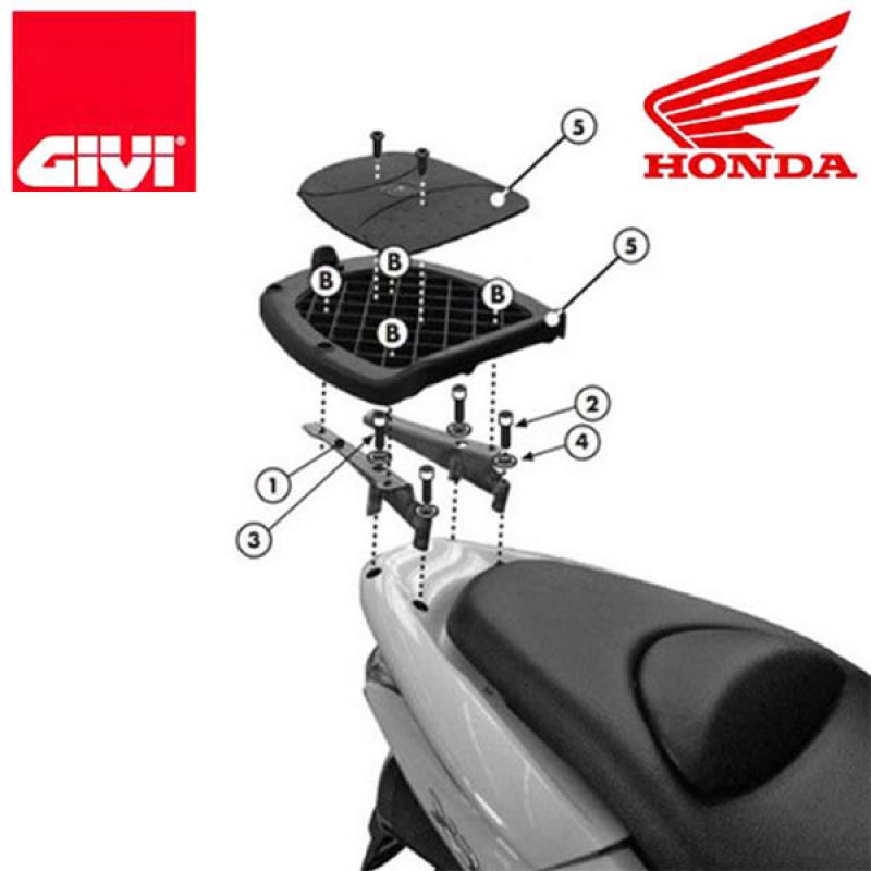 Baga Sau Givi SRV Cho Xe PCX 125 Và PCX 150 V2 Kèm Sẵn Đế Dùng Lắp Thùng Chở Đồ Chắc Chắn Hàng Chính Hãng