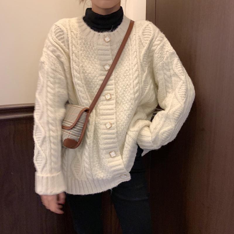 Áo khoác len nữ mùa thu áo len dệt kim mềm mại phong cách Hàn