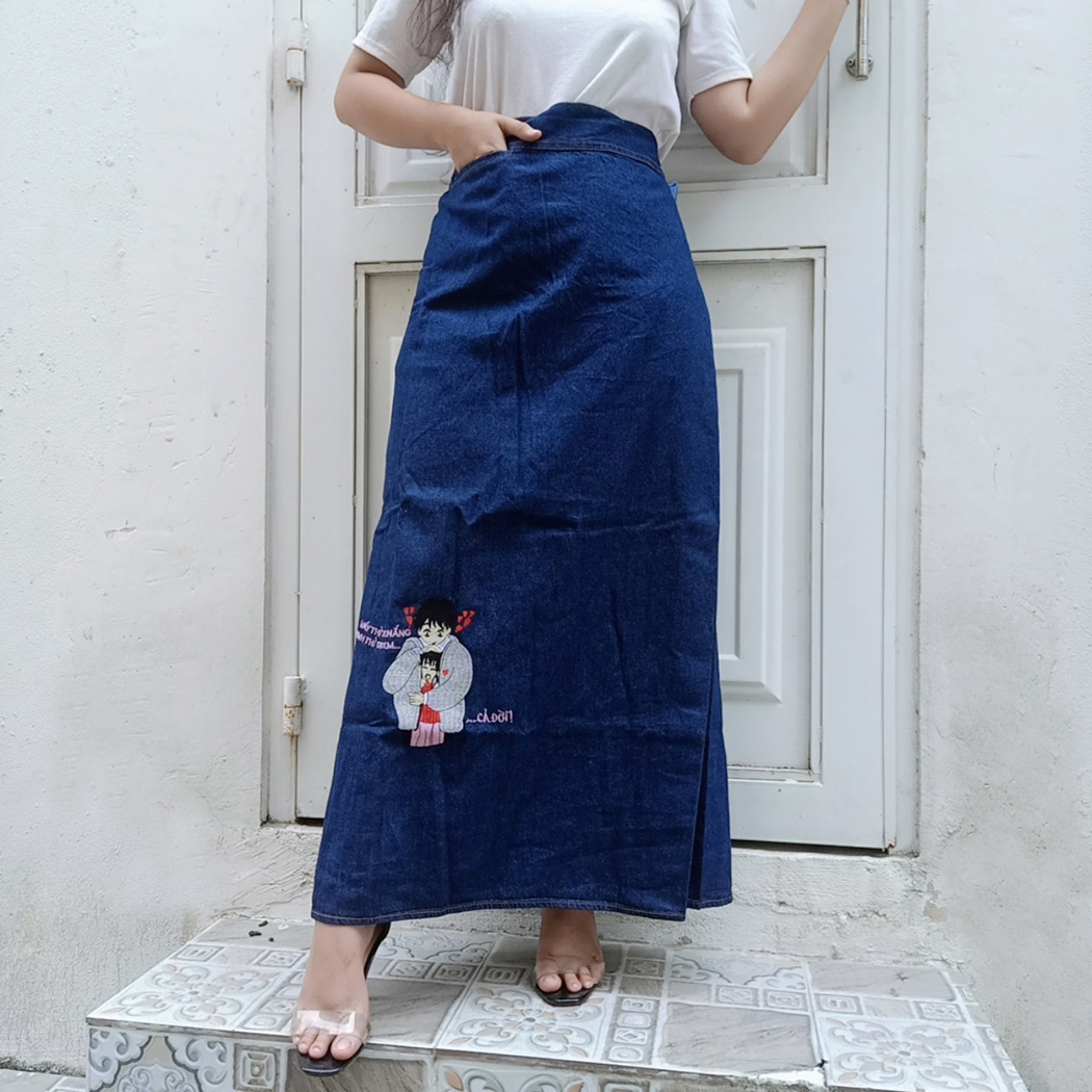VÁY CHỐNG NẮNG TÌNH YÊU - Váy chống nắng vải Jean mềm Cao cấp có thêu Họa tiết Tình Yêu Lãng Mạn