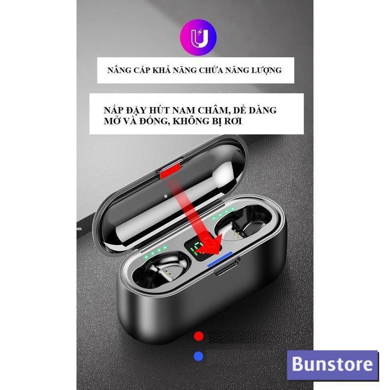 Tai nghe Bluetooth AMOI F9 TWS 5.0 bản QUỐC TẾ không dây cảm ứng chống nước IPX5, chống ồn tích hợp sạc dự phòng 2500mAh