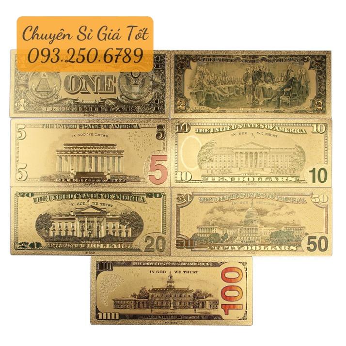 [Tặng bao lì xì] Bộ 7 Tờ Đô Mỹ, USD Mạ Vàng 24k lưu niệm Tài Lộc Lì Xì Tết Phong Thuỷ May Mắn, Lì Xì Tết - NELI