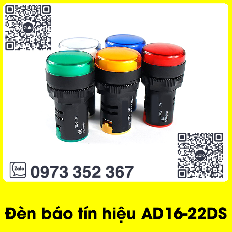 Đèn báo tín hiệu phi 22 AD16-22DS 220V 24V / Đèn báo pha phi 22mm