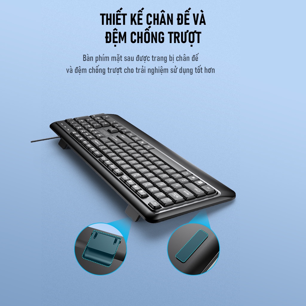 Combo Chuột & Bàn Phím Có Dây ROBOT KM2600 Thích Hợp Dùng Cho Laptop, Máy Tính, PC - Hàng Chính Hãng