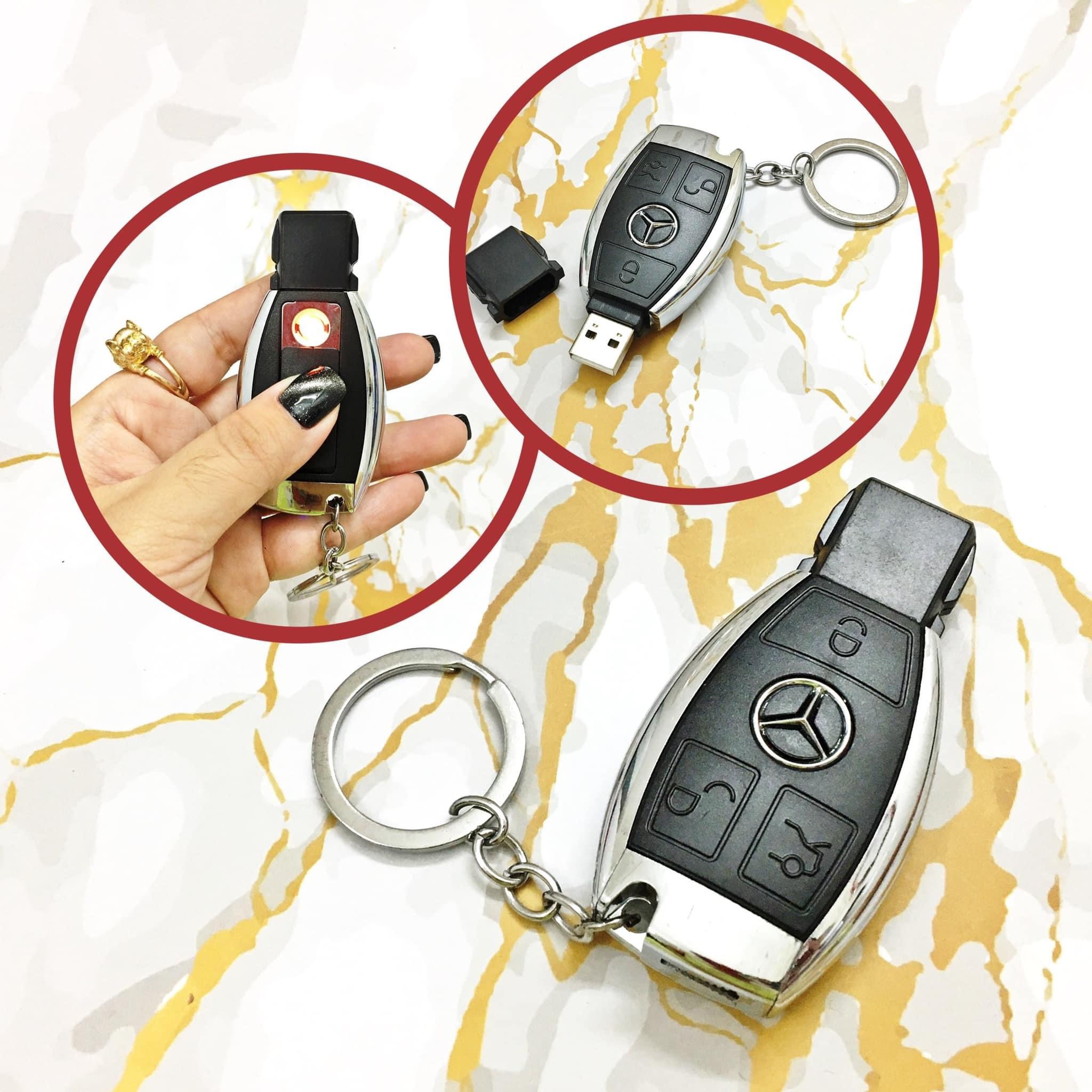 Hột quẹt bật lửa điện sạc usb móc khóa xe hơi MERCEDES fullbox - sạc điện